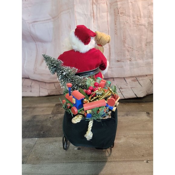 Santa on bike sack toy bag Teddy present tree train decor figure xmas decor - Picture 5 of 7